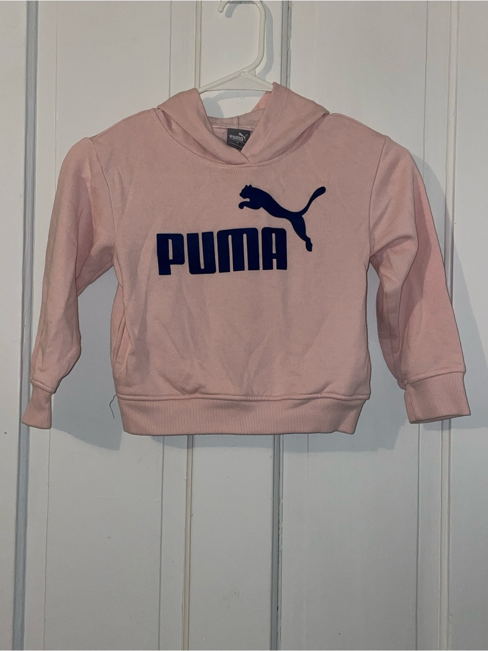 Puma Pink Hoodie with Navy Logo 5T